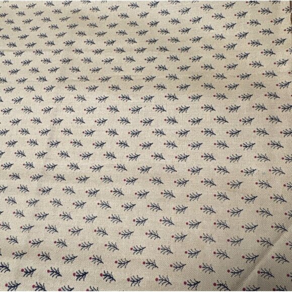 Cotton Fabric with Tiny Navy & Red Leaf Pattern 10" x 35" - Picture 1 of 5